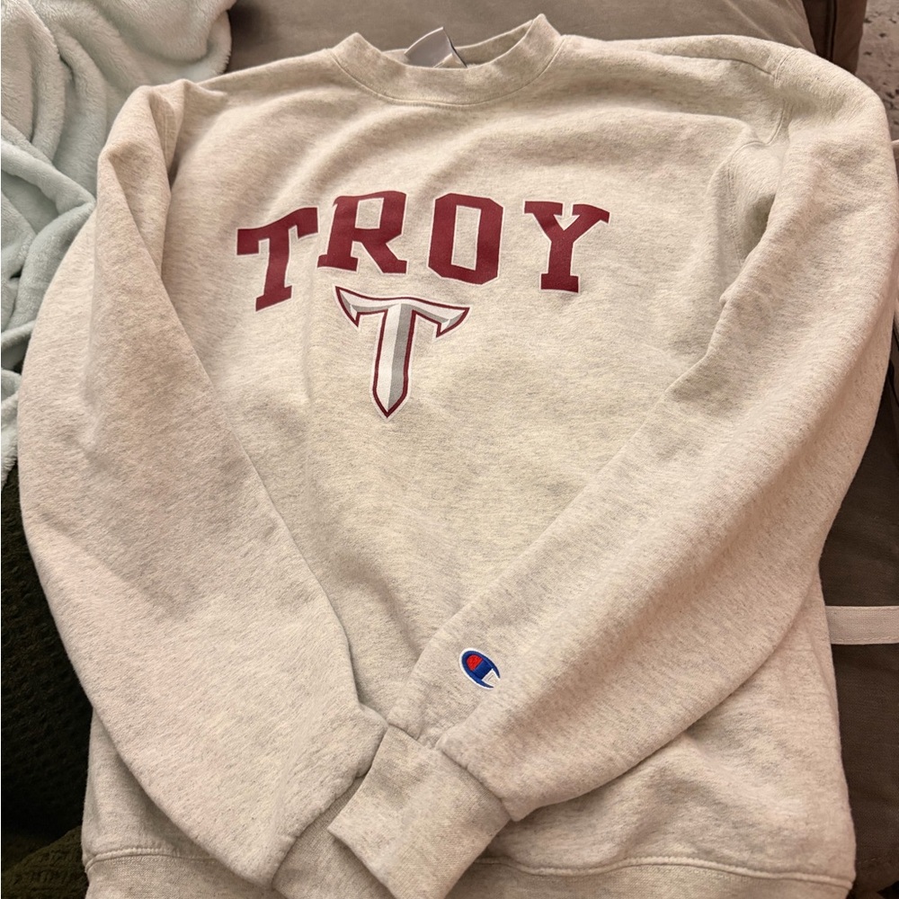 Champion unisex Gray Troy University Logo Sweater